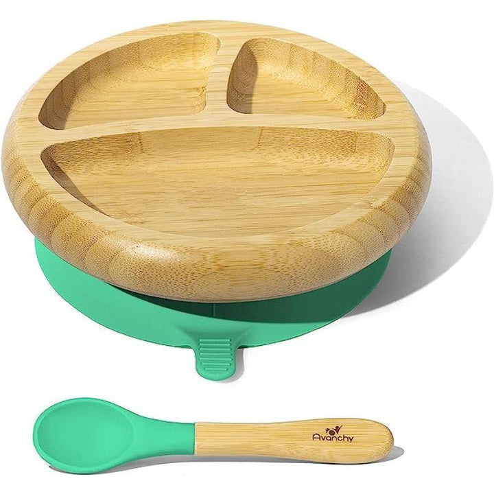 Avanchy Bamboo Suction Classic Plate + Spoon - ZRAFH