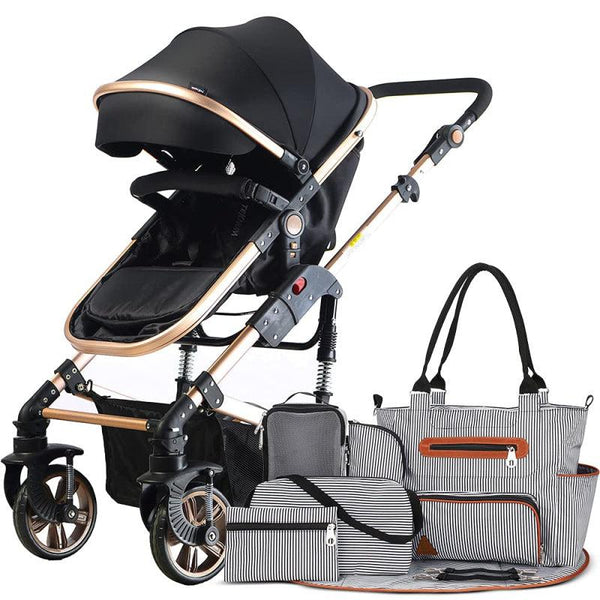 Teknum 3 in 1 Pram Stroller and Diaper Bag Bundle - Black - Zrafh.com - Your Destination for Baby & Mother Needs in Saudi Arabia