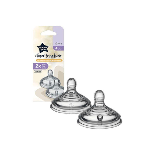 Tommee Tippee Closer to Nature Slow Flow Baby Bottle Teats - 2 Pieces - Zrafh.com - Your Destination for Baby & Mother Needs in Saudi Arabia