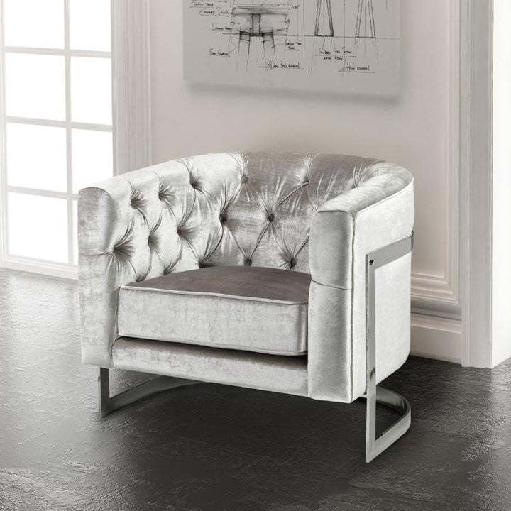 Gray Velvet Chair By Alhome - 110111686 - Zrafh.com - Your Destination for Baby & Mother Needs in Saudi Arabia