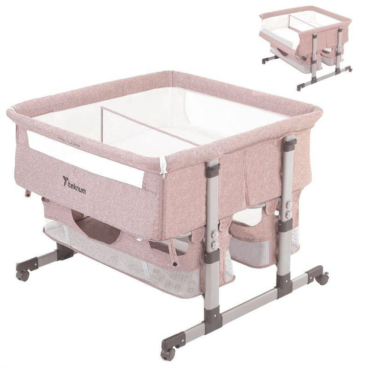 Teknum Twin Bedside Fellow Crib with two Storage Basket - ZRAFH