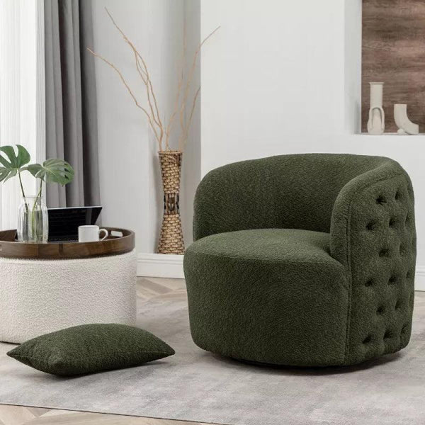 Green Bouclé Chair for Nature-Inspired Comfort By Alhome - Zrafh.com - Your Destination for Baby & Mother Needs in Saudi Arabia