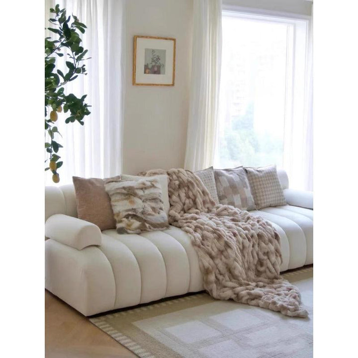 Beige Velvet 3-Seater Sofa By Alhome - Zrafh.com - Your Destination for Baby & Mother Needs in Saudi Arabia