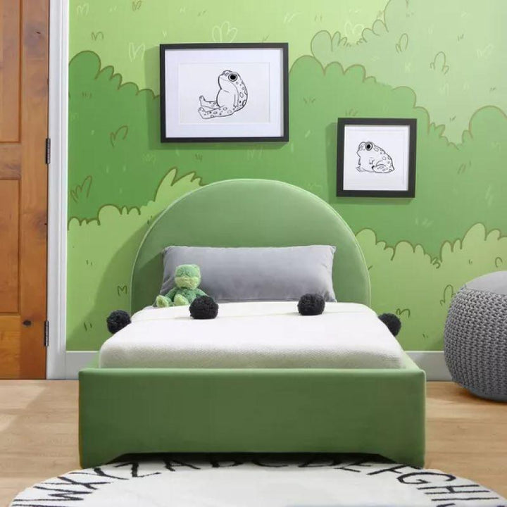 Kids' Green Fabric Upholstered MDF Bed: Vibrant Modernity, 120x200x140 cm by Alhome - Zrafh.com - Your Destination for Baby & Mother Needs in Saudi Arabia