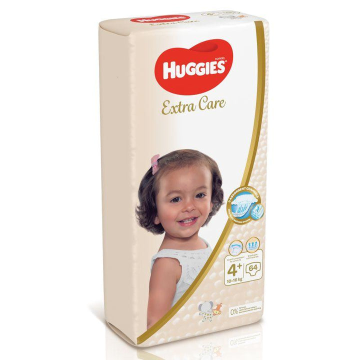 Huggies Extra Care Baby Diapers - Size 4 - From 10 To 16 Kg - Jumbo Pack Of 64 Diapers - Zrafh.com - Your Destination for Baby & Mother Needs in Saudi Arabia