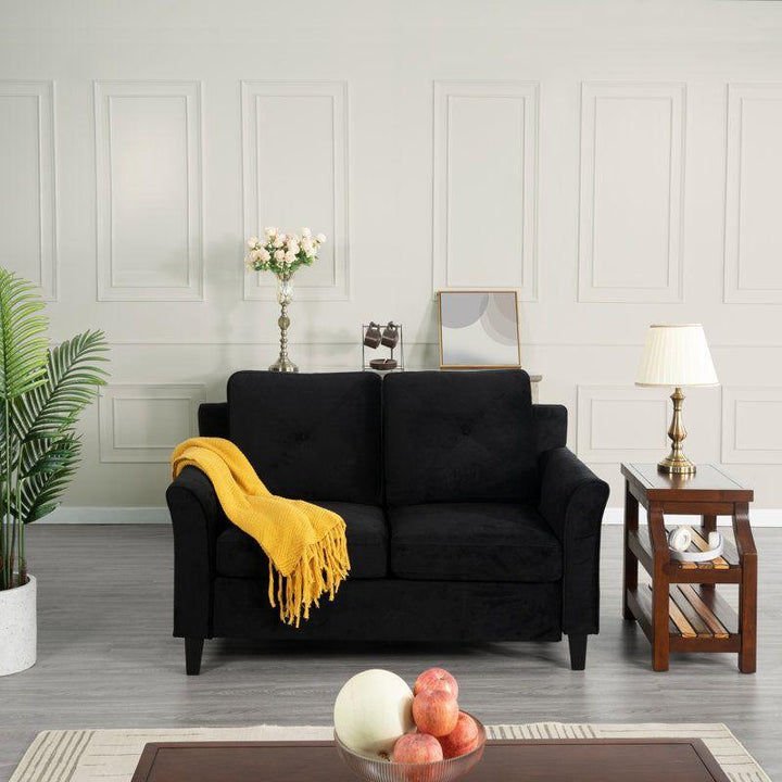 Modern Velvet 2 Seater Sofa - Black - 180x85x85 cm - By Alhome - Zrafh.com - Your Destination for Baby & Mother Needs in Saudi Arabia