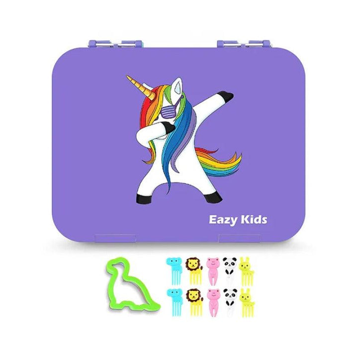 Eazy Kids 6 Compartment Bento Lunch Box Unicorn - Purple - ZRAFH