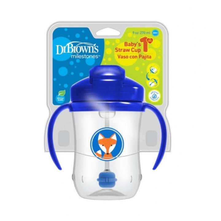 Dr. Brown's Straw Cup First Deco - 270ml - 6m - Zrafh.com - Your Destination for Baby & Mother Needs in Saudi Arabia