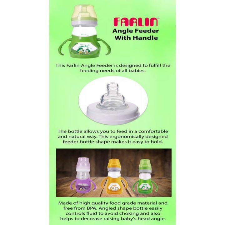 Farlin Angle Feeder With Handles 180 ml - Green - ZRAFH