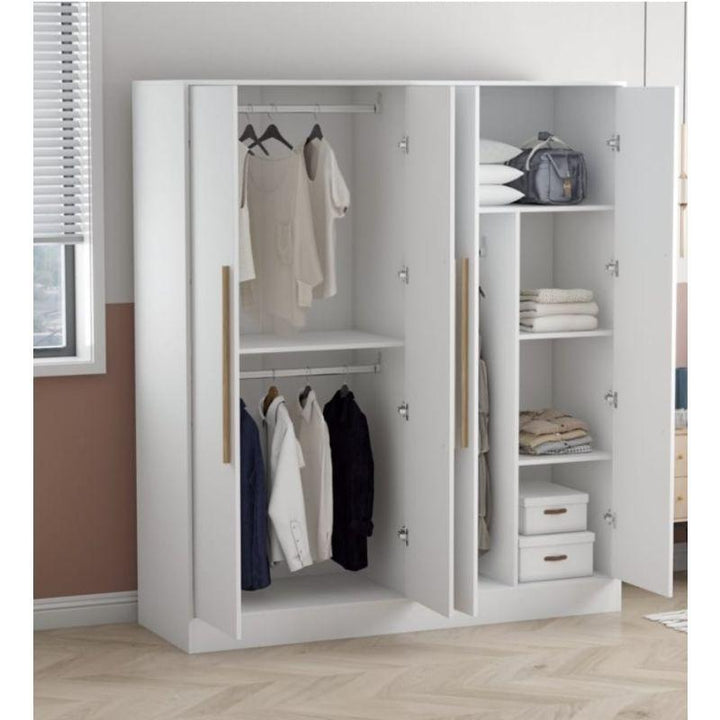 White Wardrobe with 4 Doors By Alhome - Zrafh.com - Your Destination for Baby & Mother Needs in Saudi Arabia