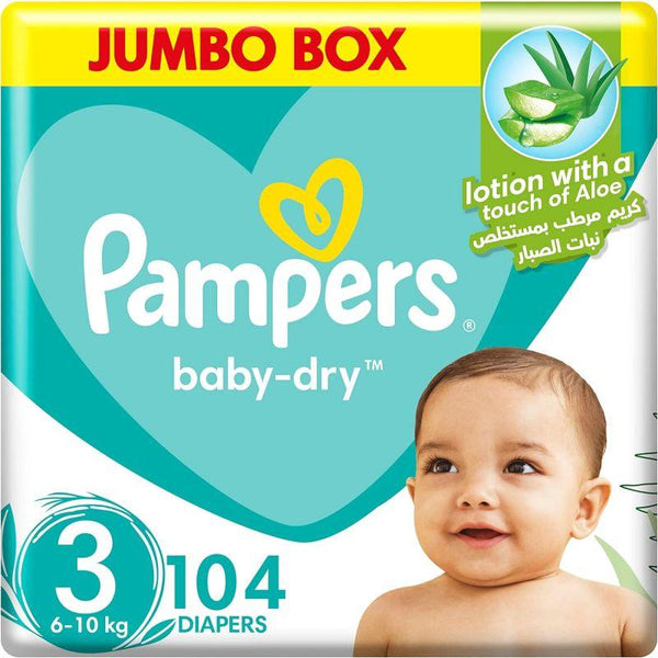 Pampers Baby Dry - Size 3 - Medium - 104 diapers - Zrafh.com - Your Destination for Baby & Mother Needs in Saudi Arabia