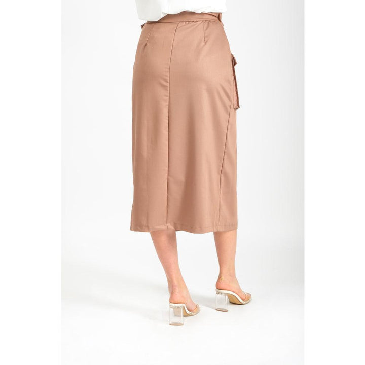 Londonella Women's Classic Long Wrap Skirt with Straped waistband - Brown - 100203 - Zrafh.com - Your Destination for Baby & Mother Needs in Saudi Arabia