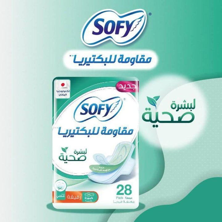 Sofy Anti-Bacterial, Slim Large 29 cm, Sanitary Pads with Wings Pack Of 28 Pads - ZRAFH