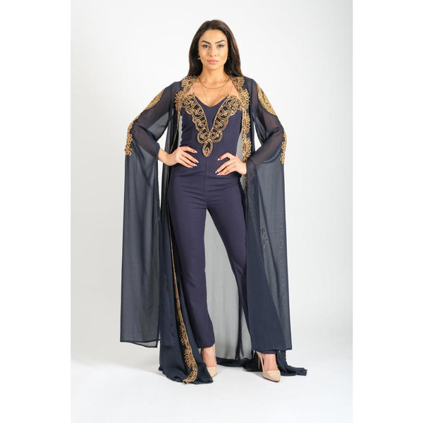 Londonella Women's Party Tracking Suit With Long Sleeve Chiffon Bolero - Navy Blue - 100259 - Zrafh.com - Your Destination for Baby & Mother Needs in Saudi Arabia