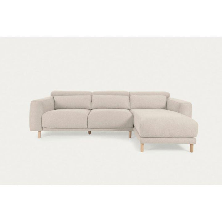 Beige Suede Wood L-Shape Sofa - Size: 270x160x85x85, Material: Linen By Alhome - 110112211 - Zrafh.com - Your Destination for Baby & Mother Needs in Saudi Arabia