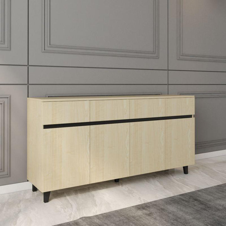 Console Storage Unit in Beige and Black By Alhome - Zrafh.com - Your Destination for Baby & Mother Needs in Saudi Arabia