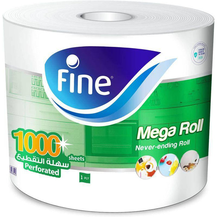 Kitchen paper towel roll, 1000 sheets X 1 ply,. Fine¬Æ Mega rolls, sterilized tissues for germ protection, Half Perforated - ZRAFH