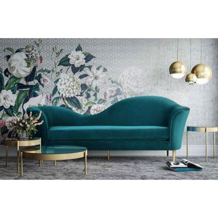 Oceanic Turquoise Velvet 3-Seater Sofa Swedish Wood By Alhome - Zrafh.com - Your Destination for Baby & Mother Needs in Saudi Arabia