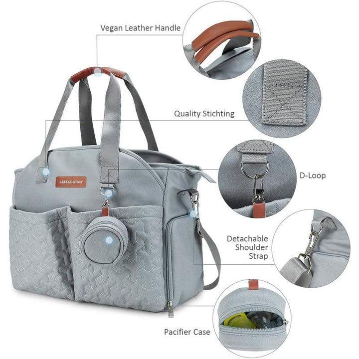 Little Story Quilted Diaper Bag With Pacifier Pouch - Zrafh.com - Your Destination for Baby & Mother Needs in Saudi Arabia