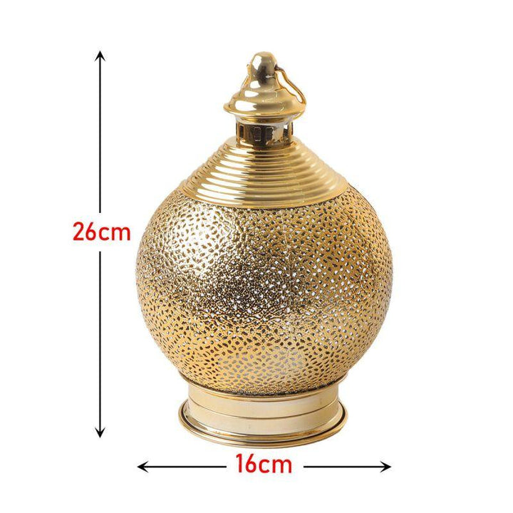 Steel Ramadan Lantern With Led Light With Sound - Gold - 26X16X16 Cm - By Family Ship - 600007821 - Zrafh.com - Your Destination for Baby & Mother Needs in Saudi Arabia