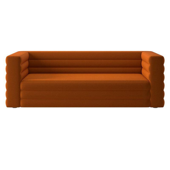 Sunset Glow: Rusted Orange Velvet 3-Seater Sofa By Alhome - Zrafh.com - Your Destination for Baby & Mother Needs in Saudi Arabia