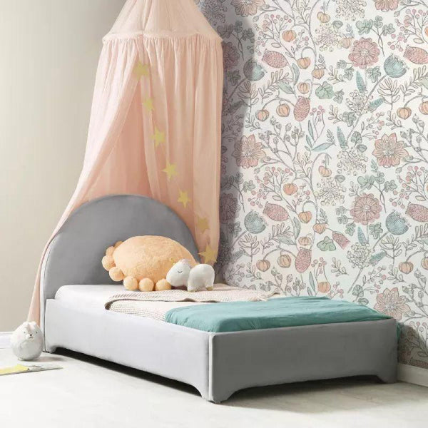 Kids' Grey Fabric Upholstered Wood Bed: Contemporary Haven, 120x200x140 cm by Alhome - Zrafh.com - Your Destination for Baby & Mother Needs in Saudi Arabia