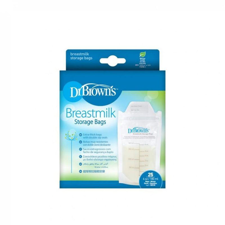 Dr. Brown's Breastmilk Storage Bags - 25 Pack - 180ml - Zrafh.com - Your Destination for Baby & Mother Needs in Saudi Arabia