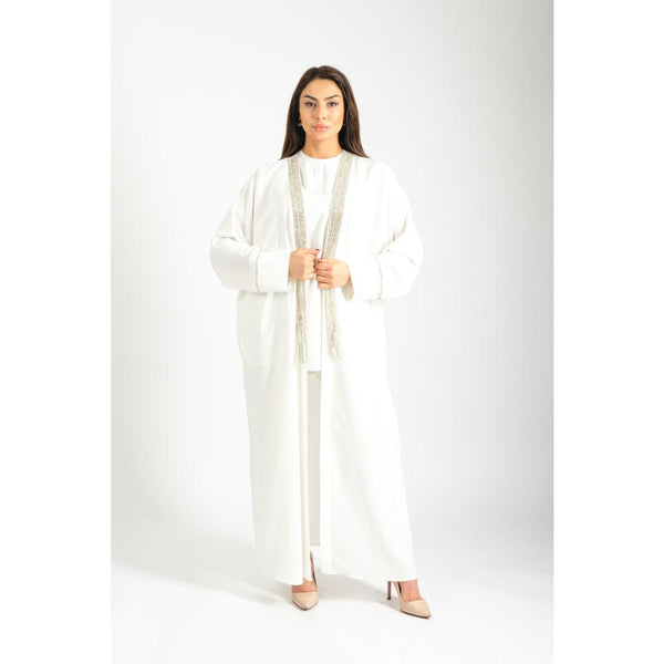 Londonella Women's Long Sleeves Abaya - White - 100243 - Zrafh.com - Your Destination for Baby & Mother Needs in Saudi Arabia