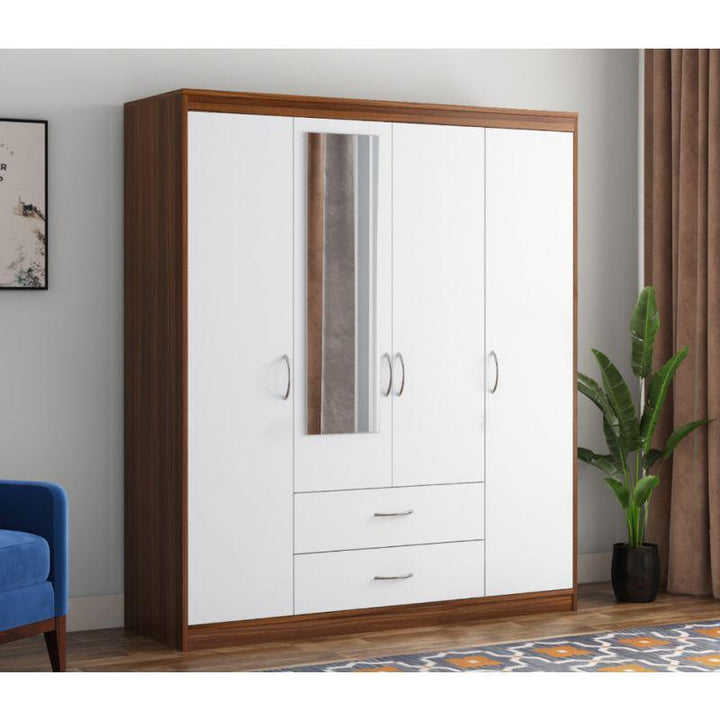 Wardrobe with 4 Drawers, a Mirror, and 2 Doors, White By Alhome - Zrafh.com - Your Destination for Baby & Mother Needs in Saudi Arabia