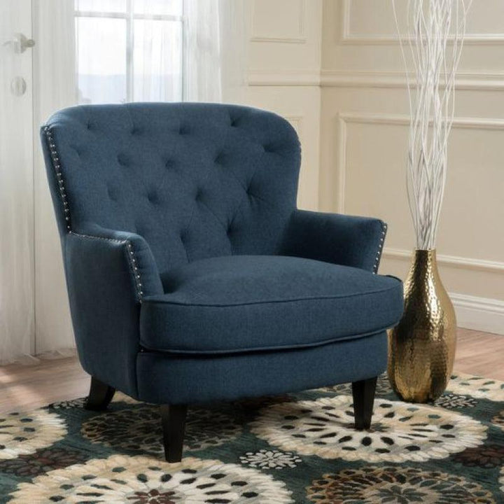 Midnight Majesty: Dark Blue Velvet Chair By Alhome - Zrafh.com - Your Destination for Baby & Mother Needs in Saudi Arabia