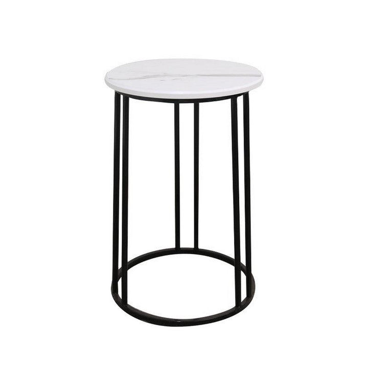 Iron and Marble Wood Side Table Black and White - 40x40x60 cm - AL-1201 By Alhome - Zrafh.com - Your Destination for Baby & Mother Needs in Saudi Arabia