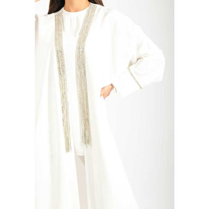 Londonella Women's Long Sleeves Abaya - White - 100243 - Zrafh.com - Your Destination for Baby & Mother Needs in Saudi Arabia