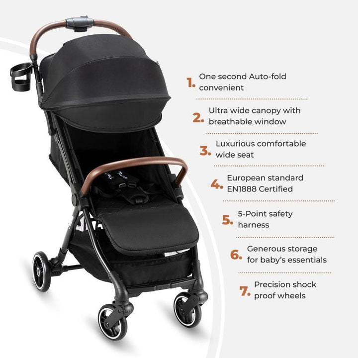 Teknum Travel EXPLORER 2 AutoFold Stroller - Black - Zrafh.com - Your Destination for Baby & Mother Needs in Saudi Arabia