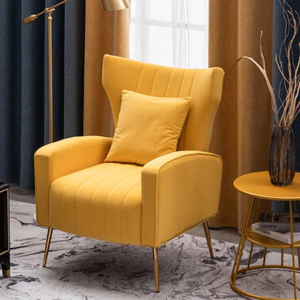 Sunny Serenity: Yellow Velvet Chair for Vibrant Comfort By Alhome - Zrafh.com - Your Destination for Baby & Mother Needs in Saudi Arabia