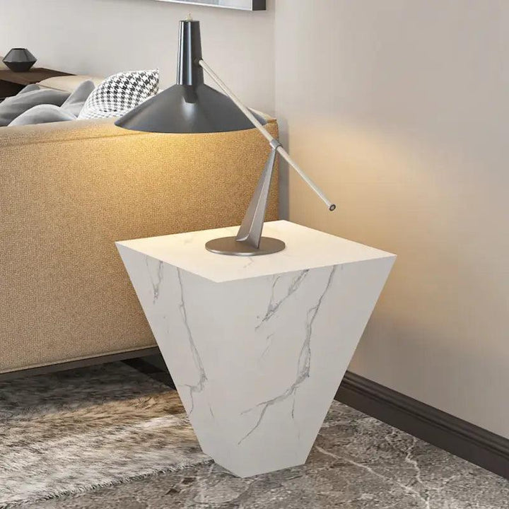 Estorio Elegance Sleek White Marble Side Table By Alhome - Zrafh.com - Your Destination for Baby & Mother Needs in Saudi Arabia