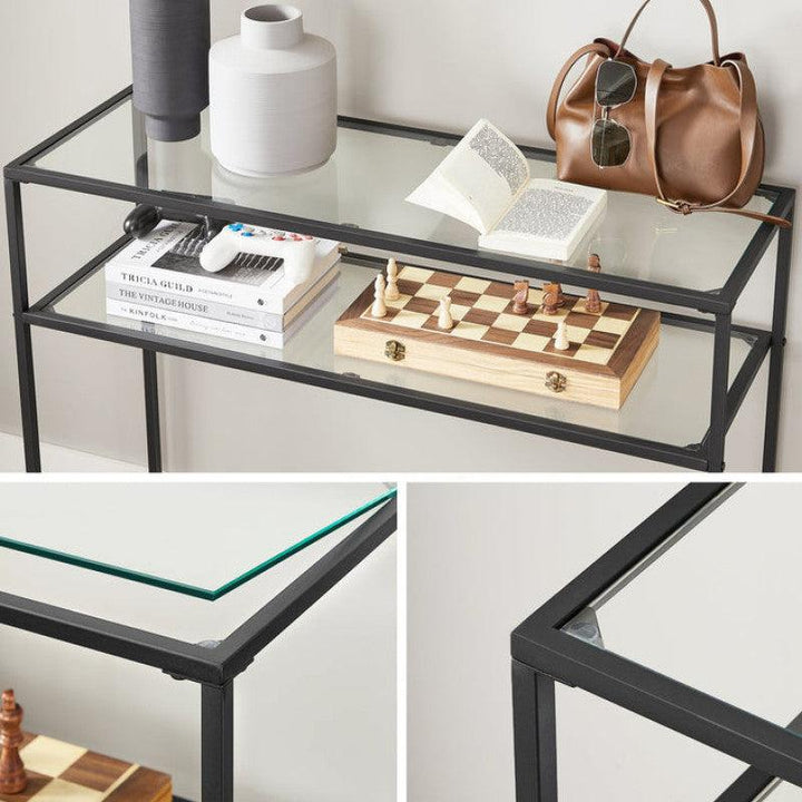 Sleek Iron and Glass Console Table" By Alhome - Zrafh.com - Your Destination for Baby & Mother Needs in Saudi Arabia