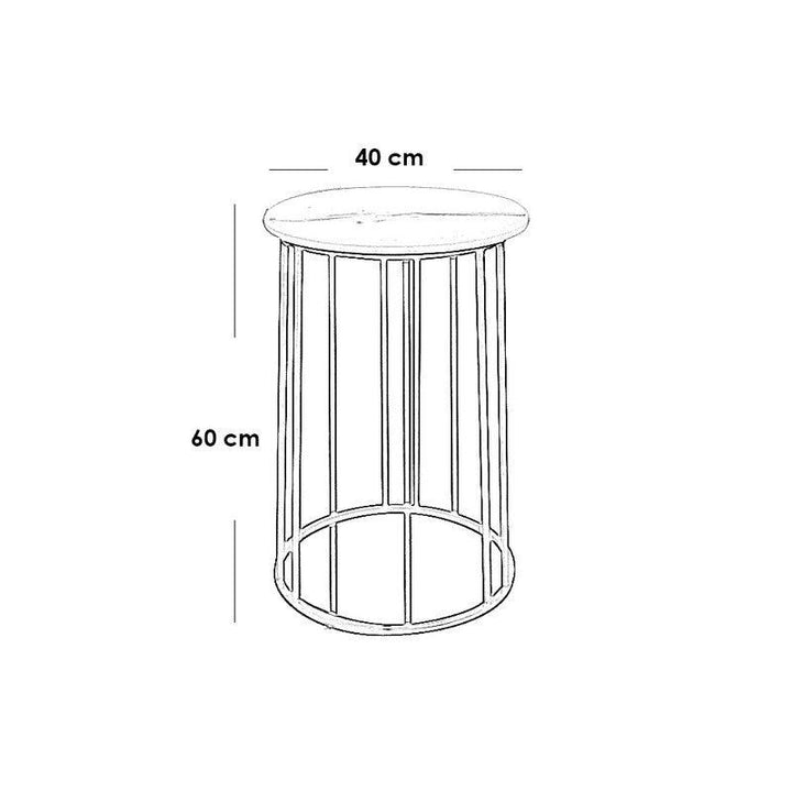 Iron and Marble Wood Side Table Black and White - 40x40x60 cm By Alhome - Zrafh.com - Your Destination for Baby & Mother Needs in Saudi Arabia