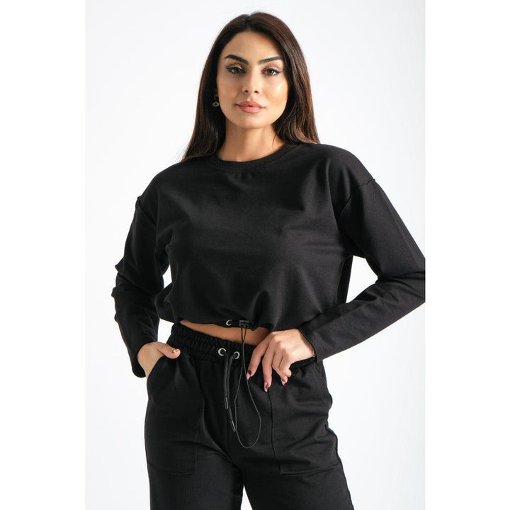 Londonella High Neck Sports Set With Elasticated drawstring waist - Black - 100195 - Zrafh.com - Your Destination for Baby & Mother Needs in Saudi Arabia