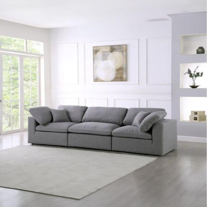 Luxurious Gray Velvet 3-Seater Sofa - 250x90x45 cm - Swedish Wood By Alhome - Zrafh.com - Your Destination for Baby & Mother Needs in Saudi Arabia