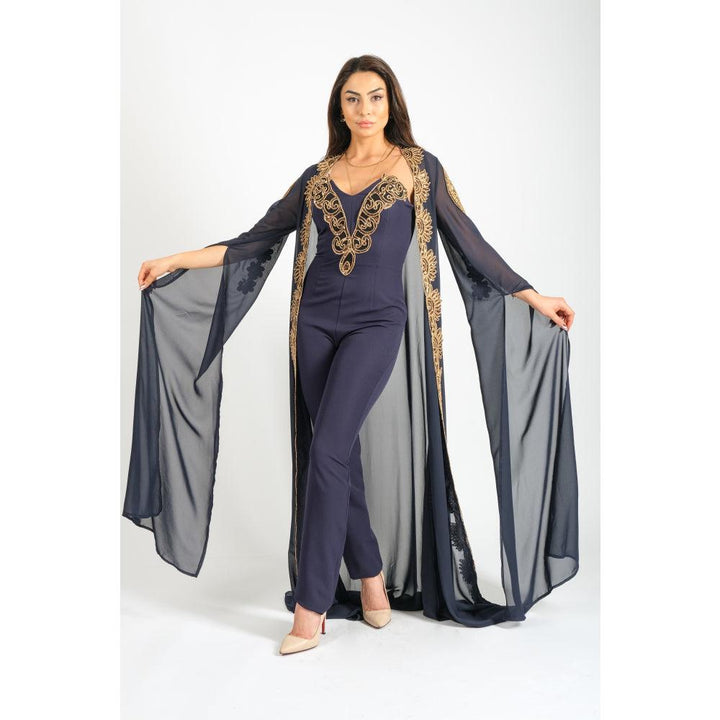 Londonella Women's Party Tracking Suit With Long Sleeve Chiffon Bolero - Navy Blue - 100259 - Zrafh.com - Your Destination for Baby & Mother Needs in Saudi Arabia