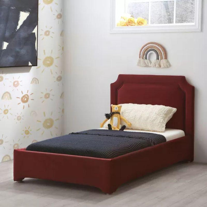 Kids Bed: Red Fabric, Wood Frame, 120x200x140 by Alhome - Zrafh.com - Your Destination for Baby & Mother Needs in Saudi Arabia