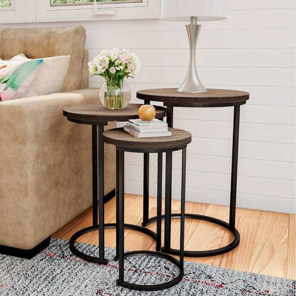 Side Table Set 3 Pieces - Brown By Alhome - Zrafh.com - Your Destination for Baby & Mother Needs in Saudi Arabia