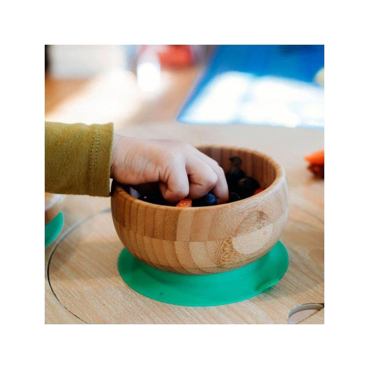 Avanchy Baby Bamboo Stay Put Suction Bowl + Spoon - ZRAFH