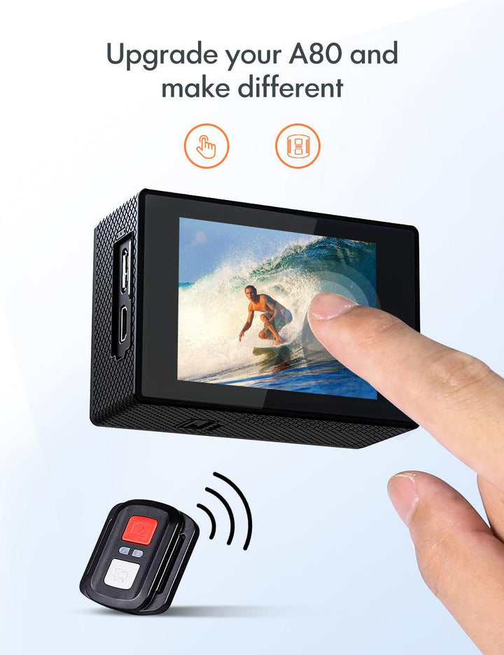 Apeman Action Camera 4K 60fps video & 20MP photos ÿå2 inch IPS real-color touchscreen ,Robust & 40M waterproof ,Wireless remote control ,loop video ,time lapse, slow motion - Zrafh.com - Your Destination for Baby & Mother Needs in Saudi Arabia