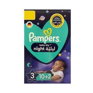 Pampers Baby Diapers Night Small Pack Size 3 Medium, 7-11 KG,12 Diapers - ZRAFH