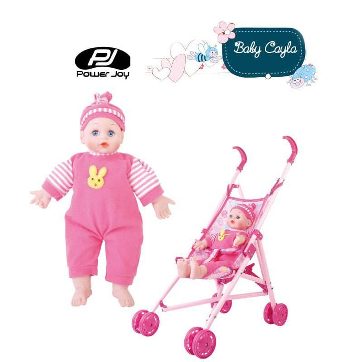 P.JOY Baby Cayla Metal Trolley With Baby Doll - 35 cm - ZRAFH