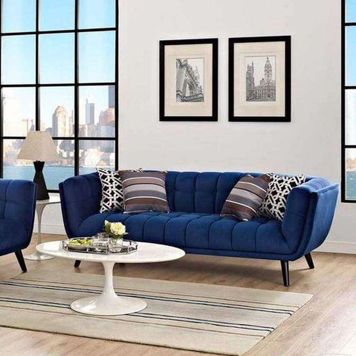 AlhomeThree-seater sofa made of Swedish wood and velvet - blue - AL-501 - Zrafh.com - Your Destination for Baby & Mother Needs in Saudi Arabia