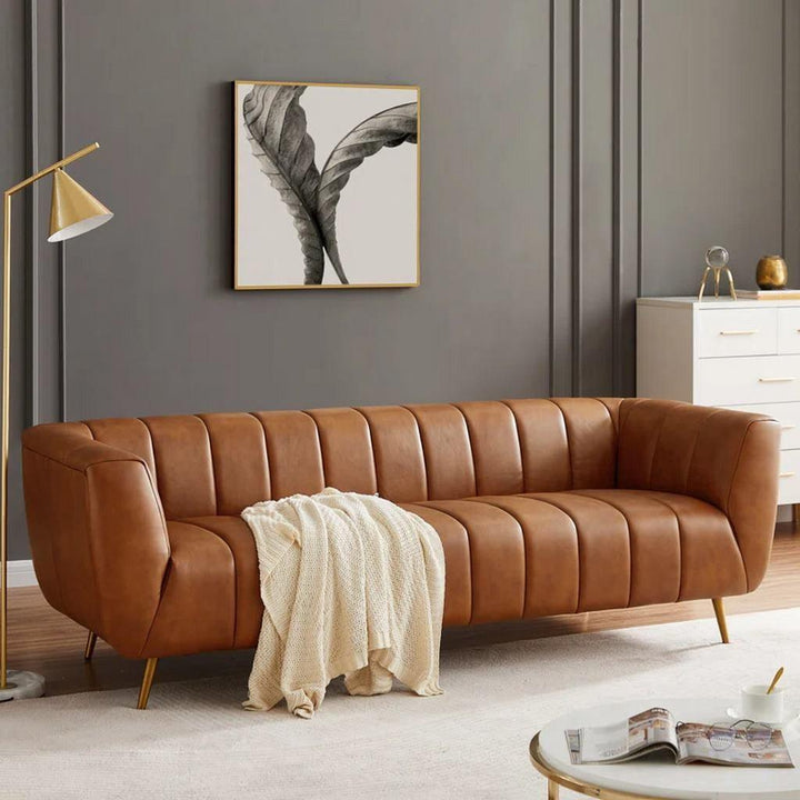 Alhome3 seater leather sofa in brown - AL-511 - Zrafh.com - Your Destination for Baby & Mother Needs in Saudi Arabia