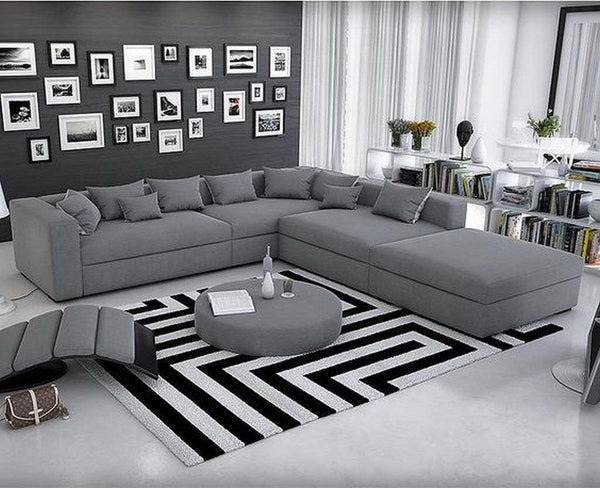 Alhome Corner sofa, size 300 x 90 x 300 x 85 cm - grey - AL-61 - Zrafh.com - Your Destination for Baby & Mother Needs in Saudi Arabia