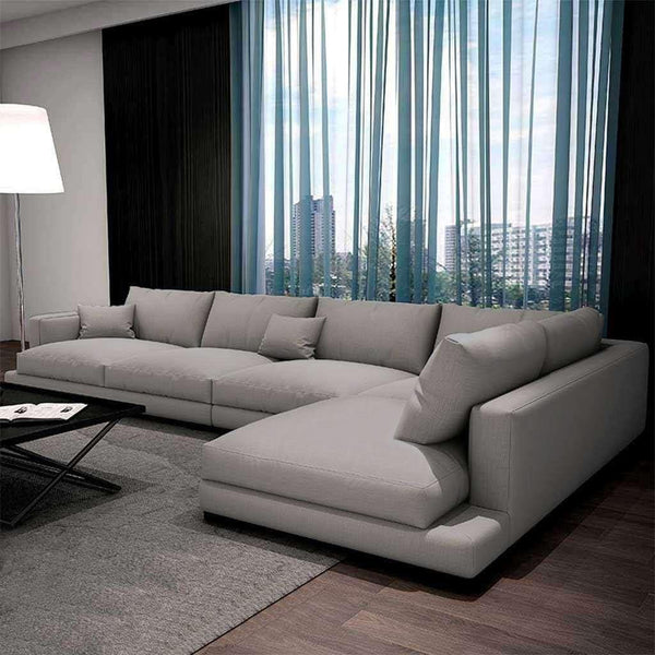Alhome Corner sofa, size 320 x 200 x 90 x 75 cm - light beige - AL-21 - Zrafh.com - Your Destination for Baby & Mother Needs in Saudi Arabia
